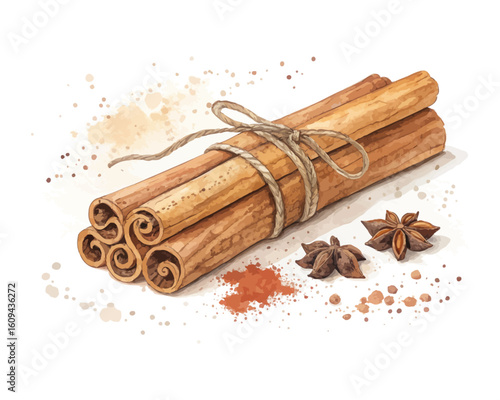 watercolor a cinnamon stick vector illustration isolated on white background