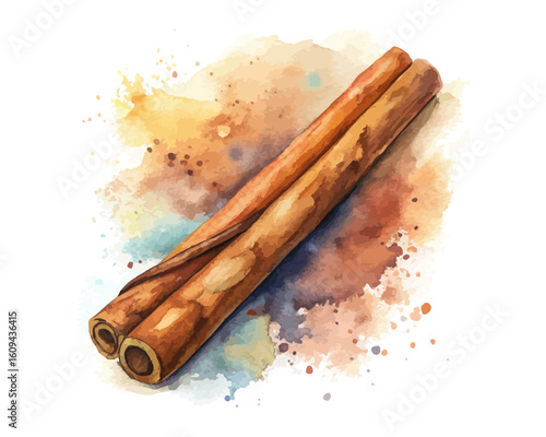 watercolor a cinnamon stick vector illustration isolated on white background