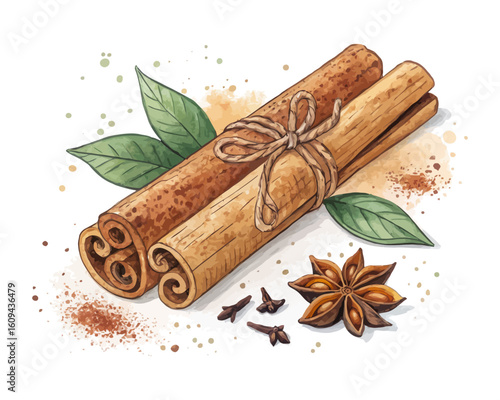 watercolor a cinnamon stick vector illustration isolated on white background