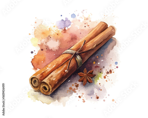 watercolor a cinnamon stick vector illustration isolated on white background