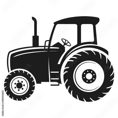 Tractor Silhouette - Classic Farm Equipment Vector Art