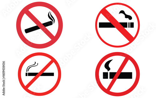 Free Download No Smoking Symbol Vector –  Icon with Cigarette and Smoke Isolated on White Background
 - GFXLoad