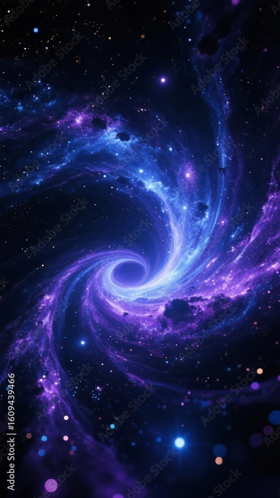 Obraz premium Spiral Galaxy in Deep Space with Vibrant Purple and Blue Hues