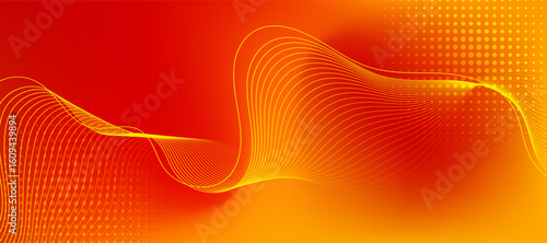 Soft textured red and yellow gradient color. Abstract dynamic line wave. Suitable for banner, poster, cover, brochure, flyer, website
