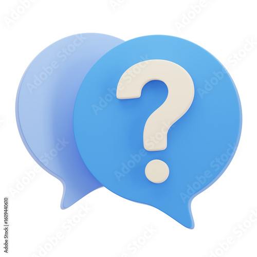 blue Question mark in speech 3D icon