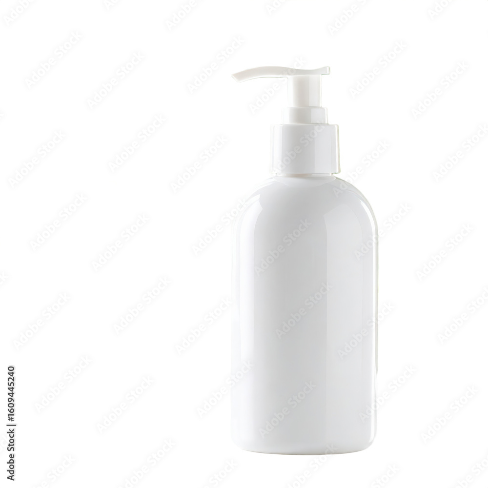 A white pump bottle isolated on a transparent background, perfect for showcasing beauty or household products. A white pump bottle isolated on a transparent background, perfect for showcasing beauty or household products.