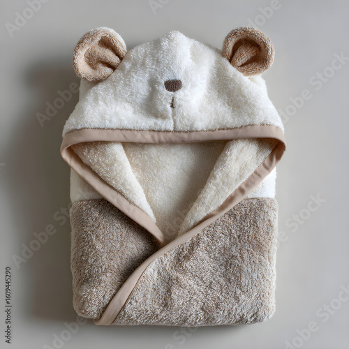 Baby hooded towel with bear ears