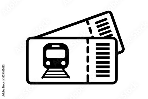 Illustrated Line Art of a Pair of Train Tickets Isolated
