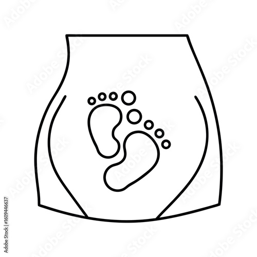 Baby Kicking Footprint on Pregnant Belly Illustration for Maternity or Pregnancy Designs