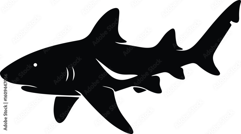 Fototapeta premium Silhouette shark swimming marine predator animal vector illustrator