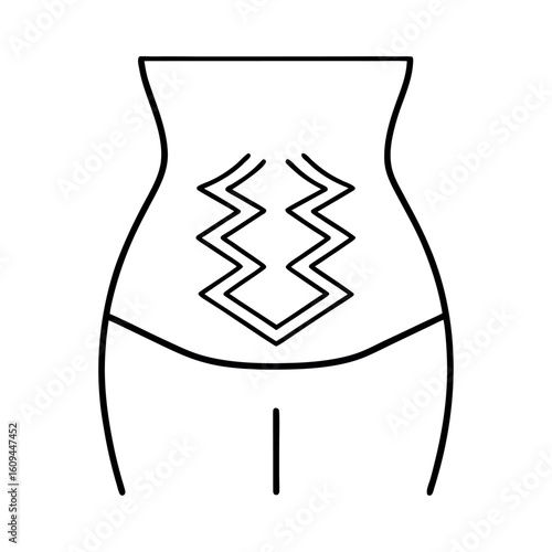 Abstract Graphic of Zigzag Lines on a Belly Shape Depicting Braxton Hicks Contractions
