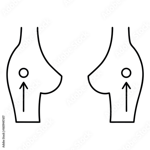 Abstract Breast Shapes with Arrow Conceptual Illustration of Breast Changes and Health Awareness