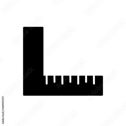 Set square icon in solid style representing measuring and layout tool