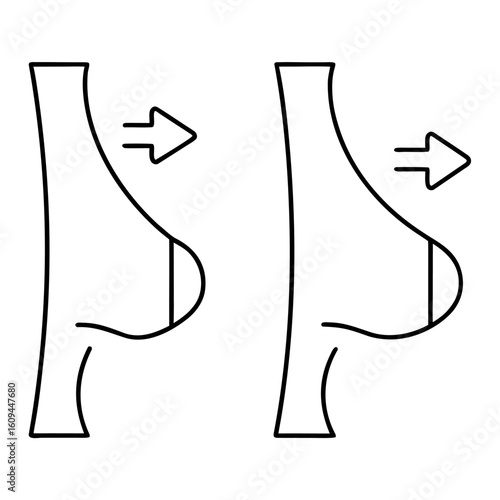 Abstract Breast Shapes with Arrow Visual Representation of Breast Changes and Awareness