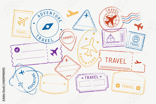 Travel stickers and badge set vector