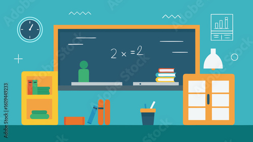 Interior of Math Classroom with Formulas