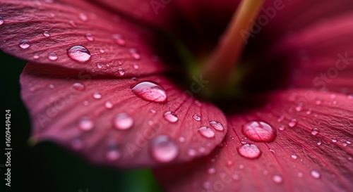 Red hibiscus macro with water drops