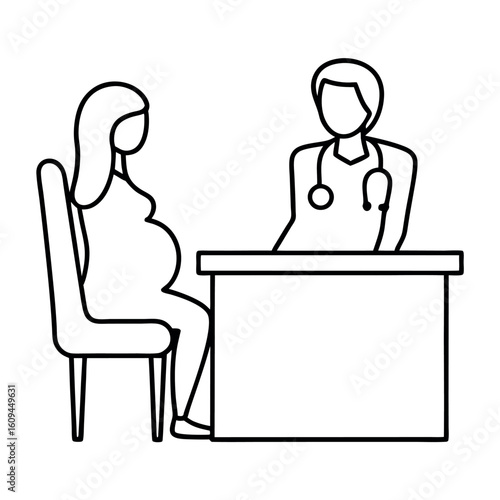 Doctor Consulting Pregnant Woman Medical Illustration of Healthcare Professional and Expectant Mother