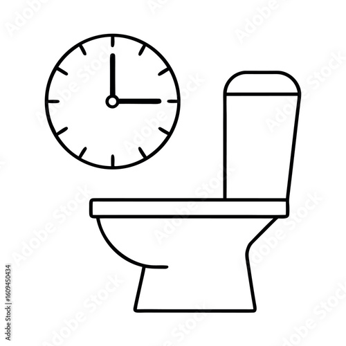 Toilet Icon with Clock Frequent Urination Medical Symbol
