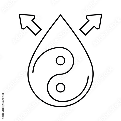 Yin Yang Symbol in Water Droplet Hormonal Balance Vector Graphic