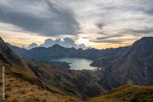 Sunset view from a campsite of Segara Anak, meaning 