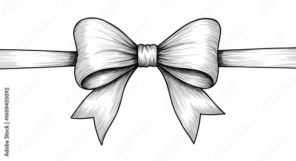 Naklejka premium Realistic Ribbon Bow in Grayscale