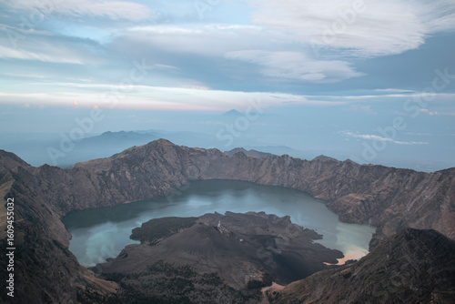 Sunrise view of Segara Anak, which means 