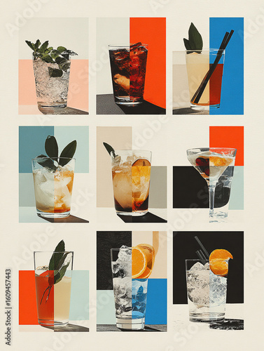 Wallpaper Mural watercolor illustration of set of drinks and cocktails for cafe, bar and restaurant. best use for menu Torontodigital.ca