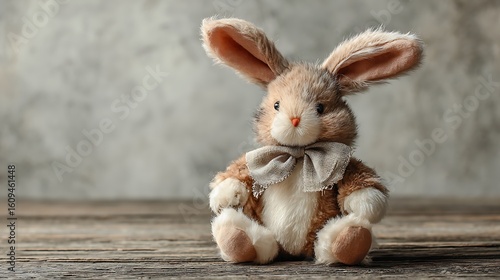 Vintage rabbit plush toy on soft rustic background high quality nostalgic childhood keepsake