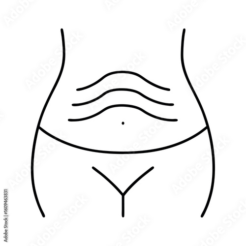 Curved Belly with Stretch Marks A Vector Illustration of Skin Imperfections