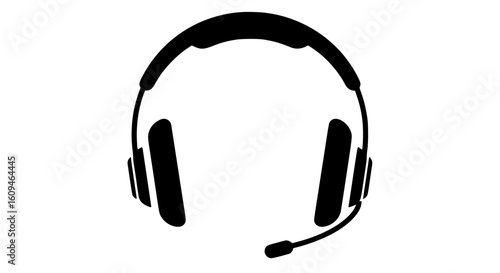 Headphones with a microphone minimalist in a white background
