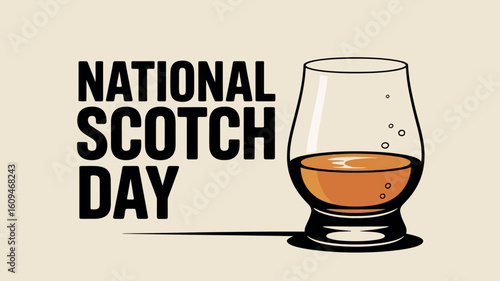 National Scotch Day Whiskey Glass Celebration Drink Design

