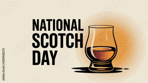 National Scotch Day Whiskey Glass Celebration Drink Design

