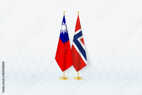 Taiwan and Norway Flags Side by Side, Symbol of International Partnership.