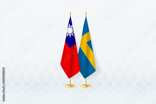 Taiwan and Sweden Flags Side by Side, Symbol of International Partnership.