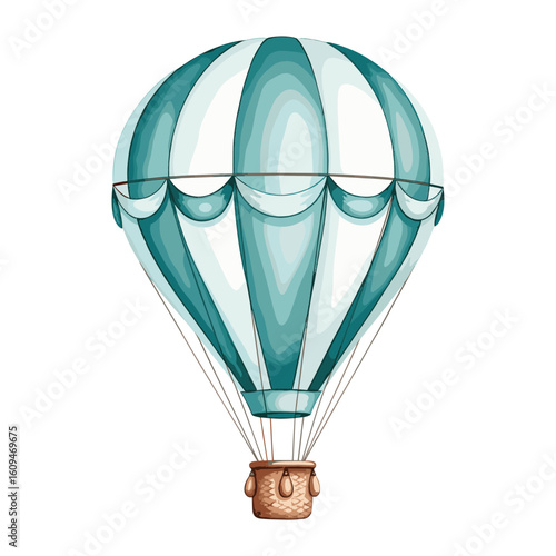 Teal Hot Air Balloon Watercolor Sublimation