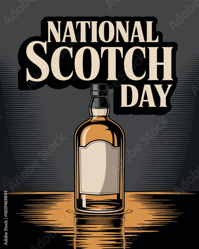 National Scotch Day Celebration Whiskey Bottle Graphic Design