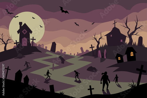 destroyed village zombies roaming
