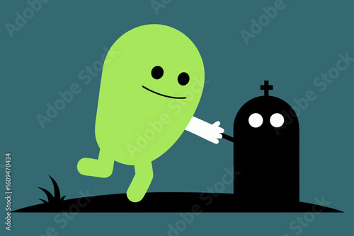 ghost pulling zombie grave
