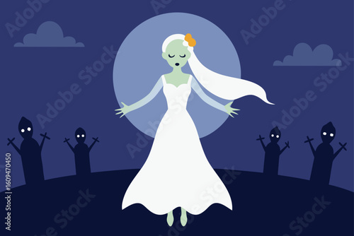 ghostly bride dancing graveyard