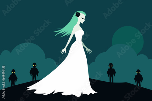 ghostly bride walking zombies