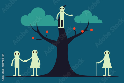 ghostly figure guiding zombies