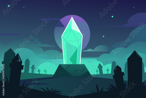 giant glowing crystal graveyard reviving