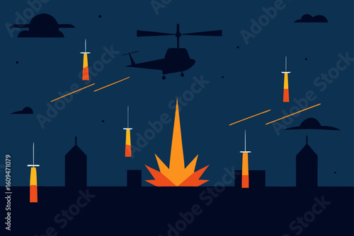 helicopter dropping flares graveyard