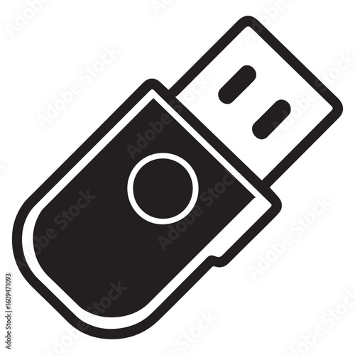 Black and White USB Drive Illustration A Simple Design for Portable Data Storage with Clean Lines and Modern Aesthetic