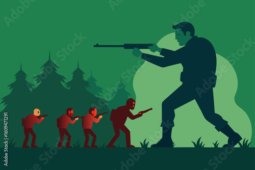 man shotgun defending zombies