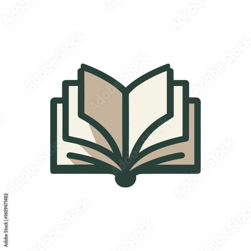 Open book with pages fanned out, set against a plain background, ideal for educational themes