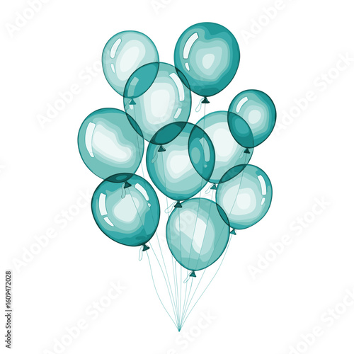 Teal Balloons Watercolor Sublimation