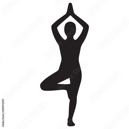 Silhouette of a Person in Tree Pose A Symbol of Balance Strength and Serenity in Yoga Practice and Healthy Lifestyle