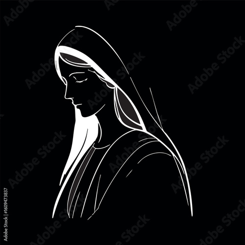 Vector illustration of the Virgin Mary. Our Lady of Guadalupe
